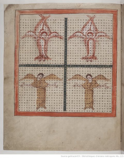 Liber de Laudibus Sanctae Crucis dans la copie conservée à Amiens, Bibliothèque Municipale, MS 223, fol. 9v